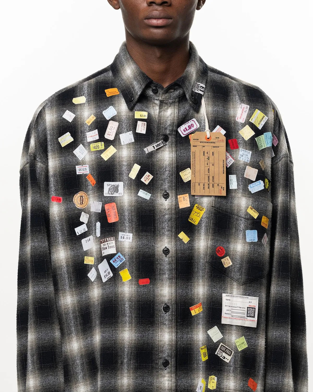 Maison MIHARA YASUHIRO / Price Sticker Printed Check Shirt (A17SH088)