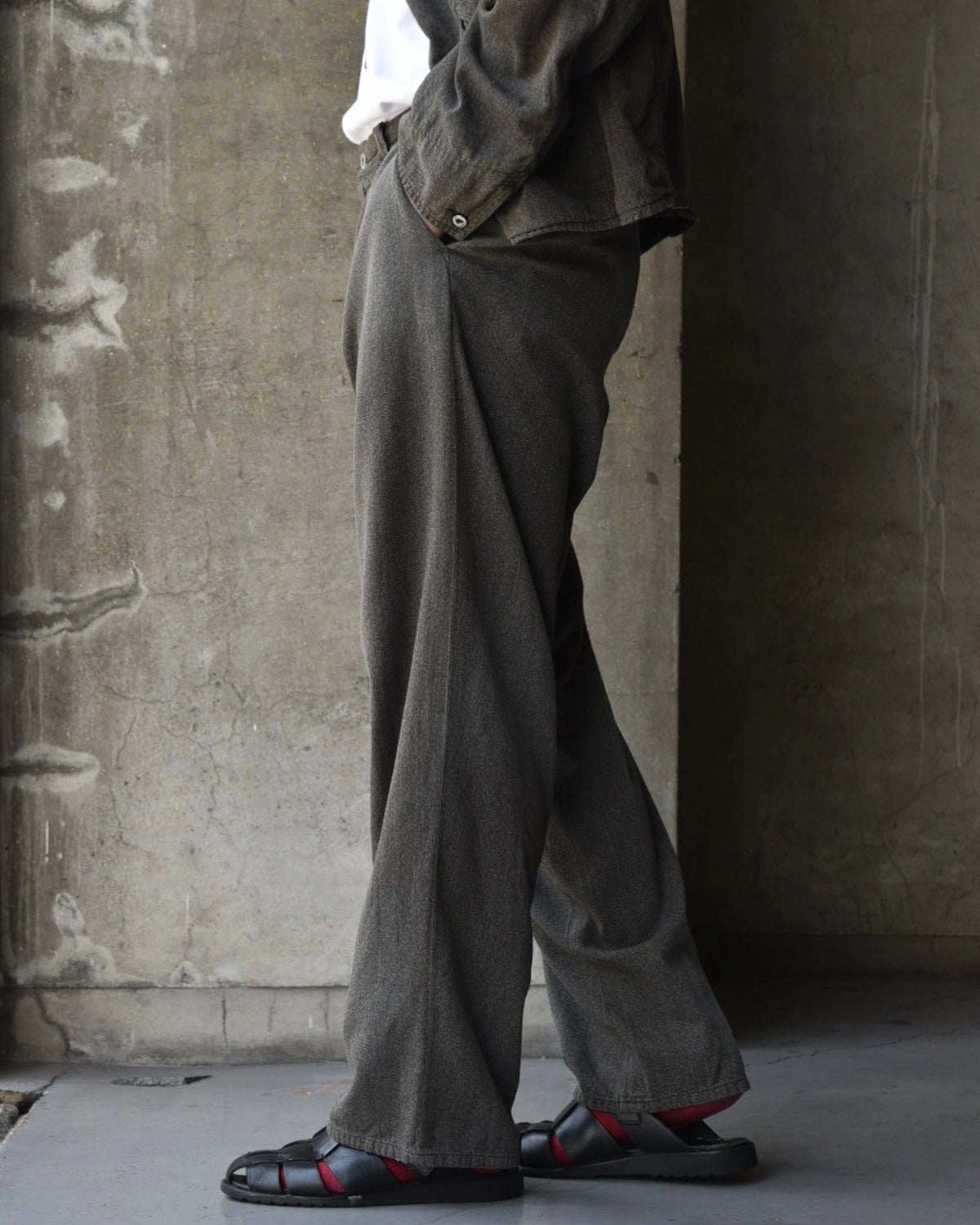 A.PRESSE / Vintage Black Chambray Work Pants (25AAP-04-22)