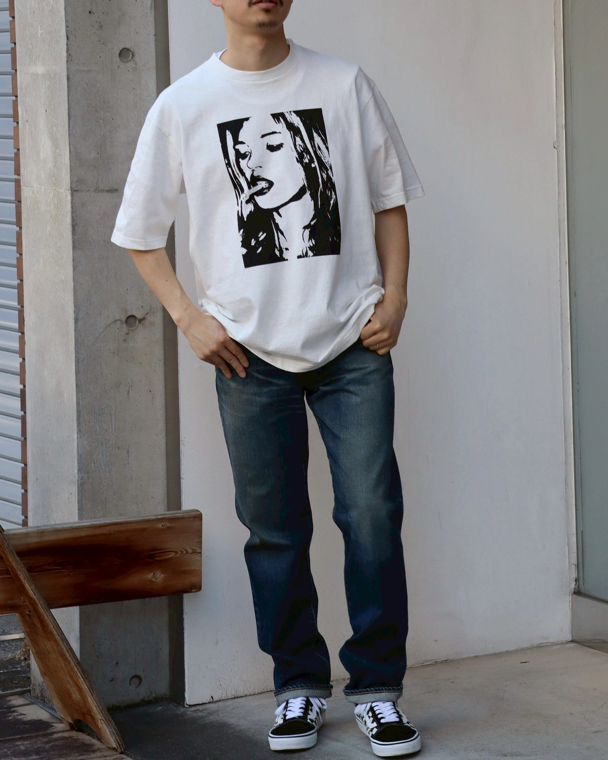 MINEDENIM / Monochrome Two tone Face Crewneck T-SH (2504-4002)
