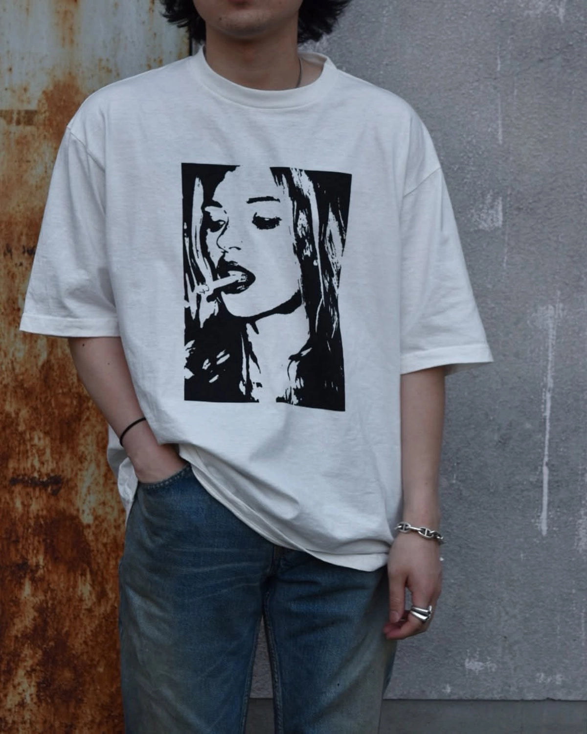 MINEDENIM / Monochrome Two tone Face Crewneck T-SH (2504-4002)