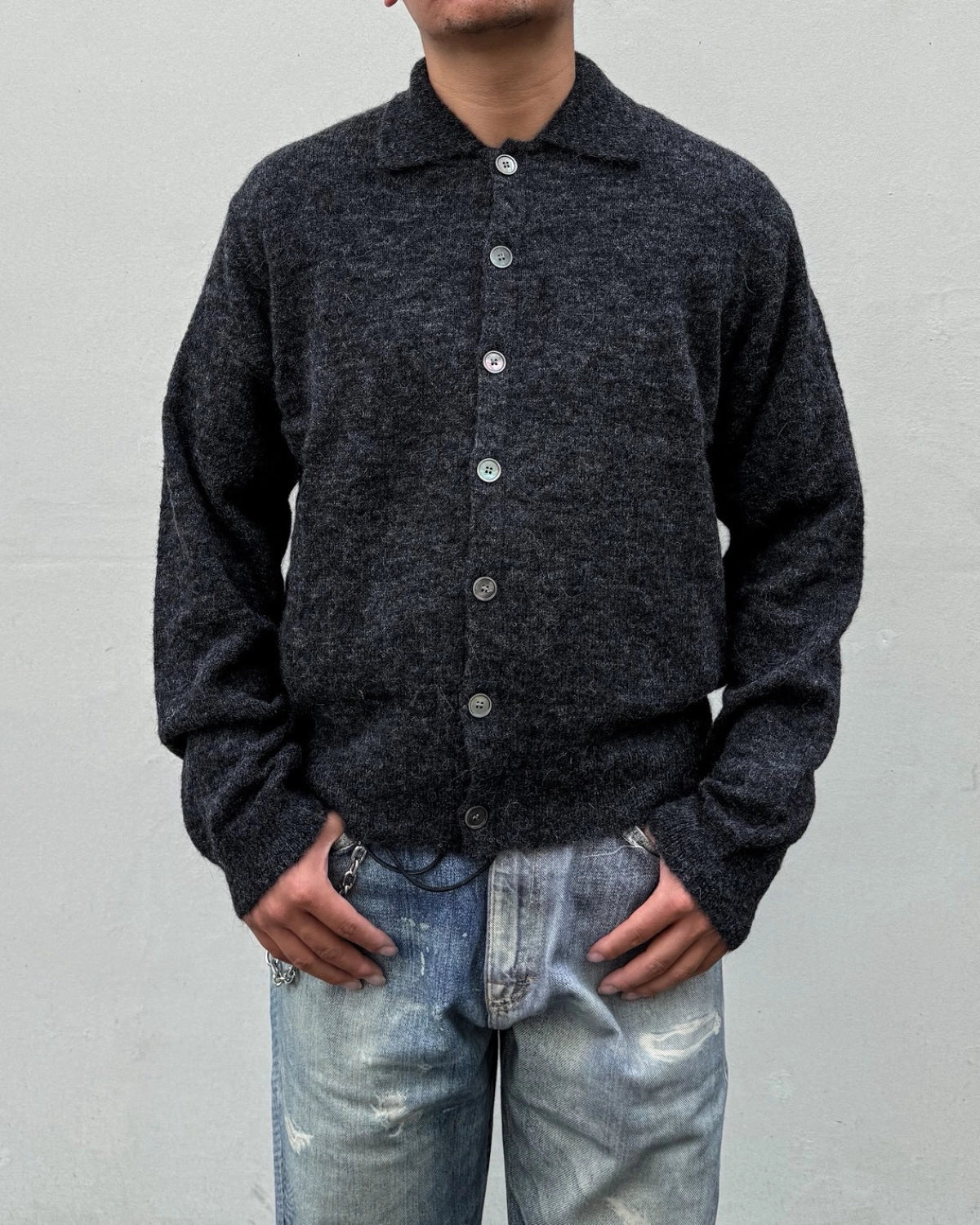 OUR LEGACY / EVENING POLO Charcoal Melange Fuzzy Alpaca (M2263EC)