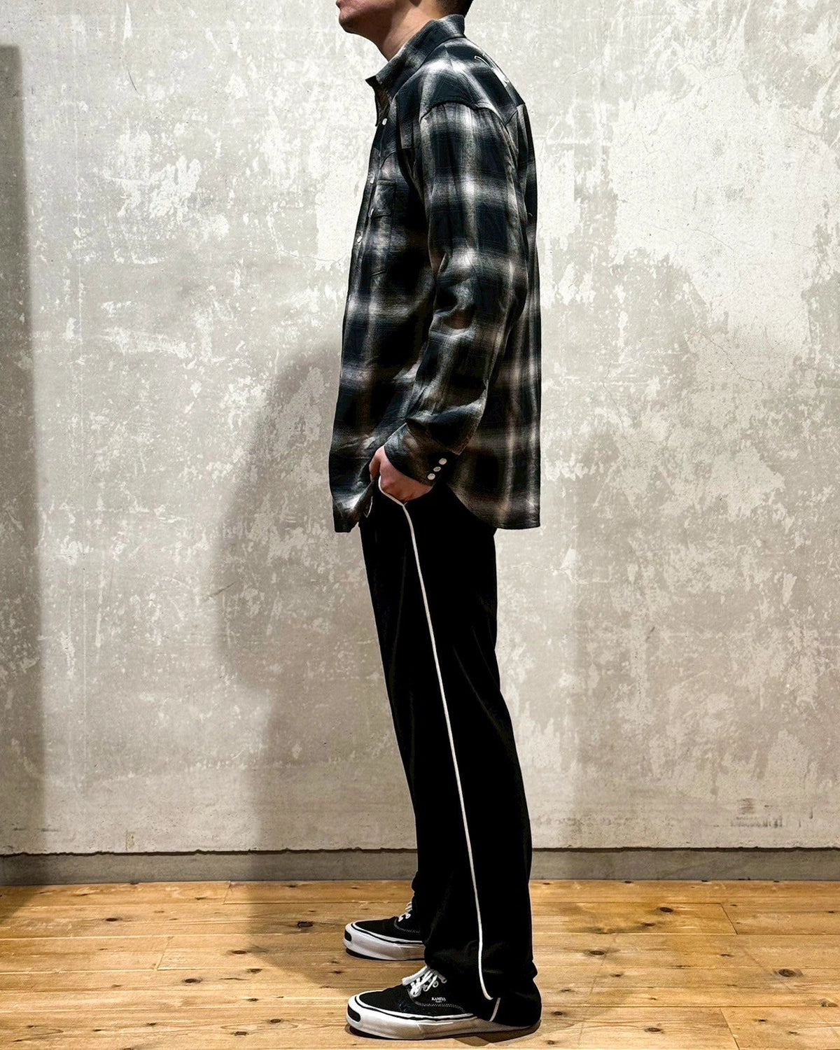 LASTMAN / OMBRE PLAID WESTERN SHIRTS -L/S- (251LM-SH03)
