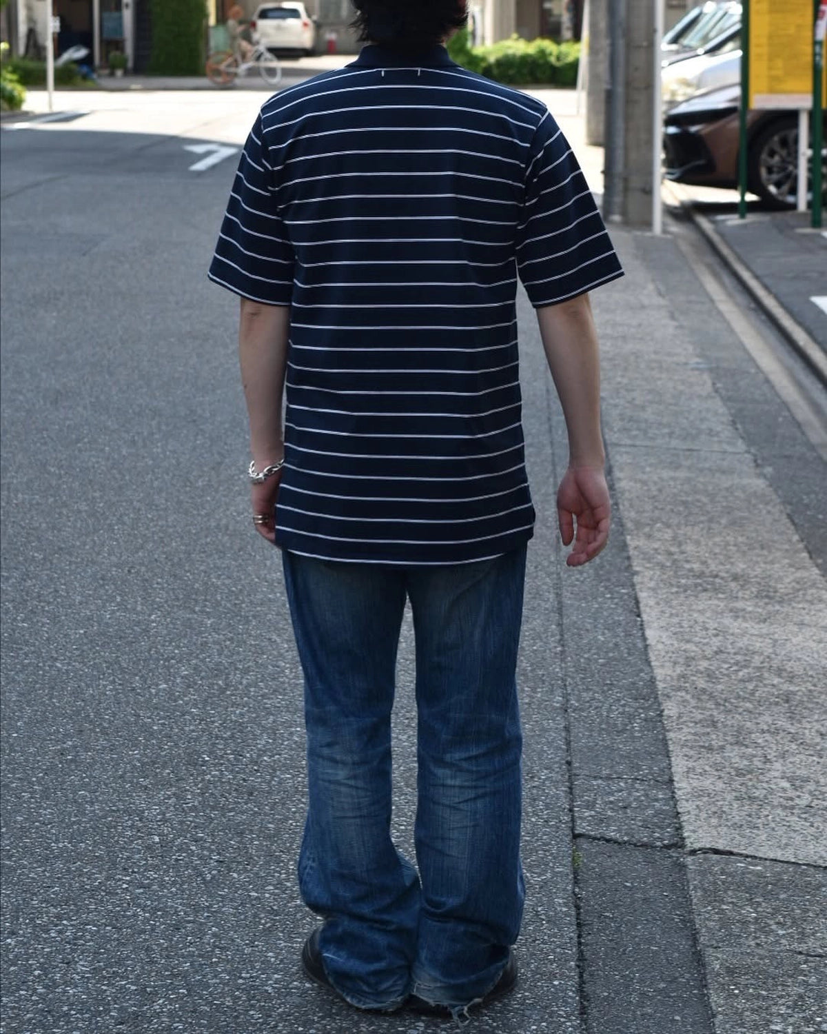 NONNATIVE / OFFICER S/S POLO SHIRT BORDER COTTON JERSEY (NN-C4613)