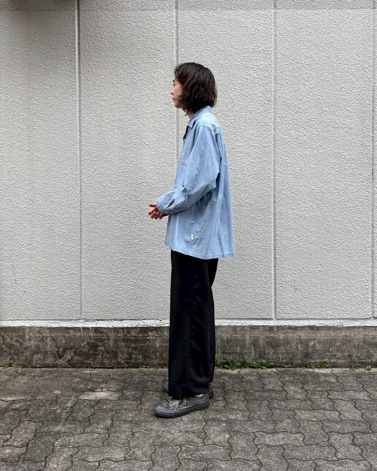 Unlikely / Unlikely Open Collar Work Chambray with Flower (U25S-11-0002)