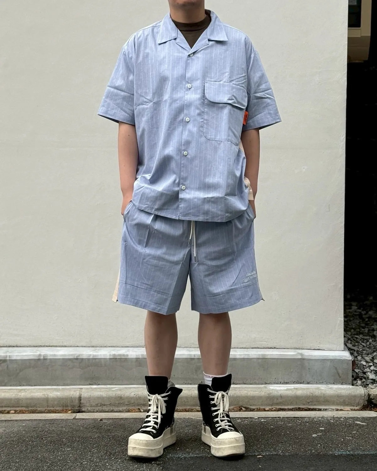 ALWAYS OUT OF STOCK / SIDE STRIPE OPEN COLLAR LINEN SHIRT (HA-026105131)
