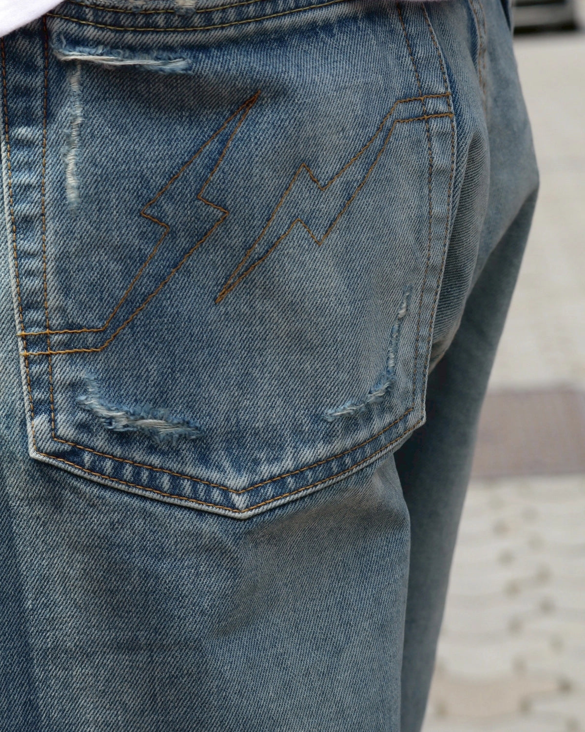 SEQUEL / × FRAGMENT DAMAGE DENIM PANTS (SQ-25SS-PT-07)