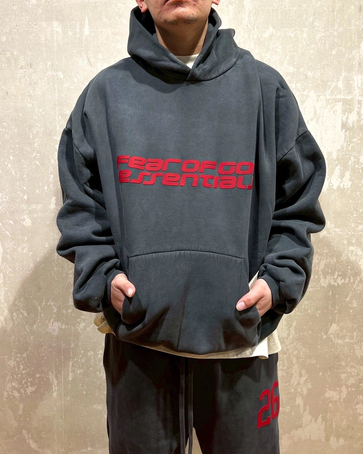 ESSENTIALS / Heavy Fleece 90s Hoodie (192HO256561F)