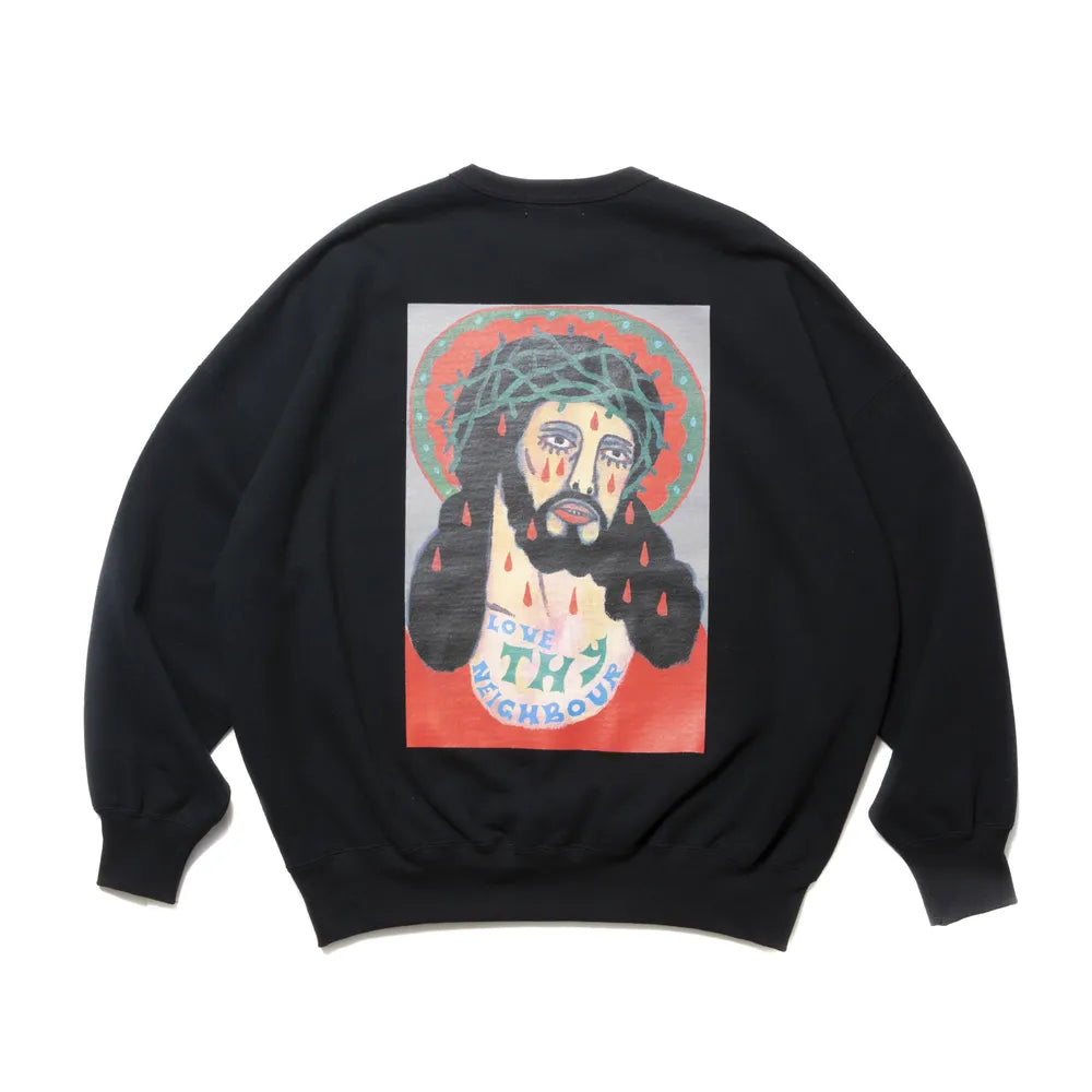 COOTIE PRODUCTIONS - Open End Yarn Print Sweat Crew / BLACK