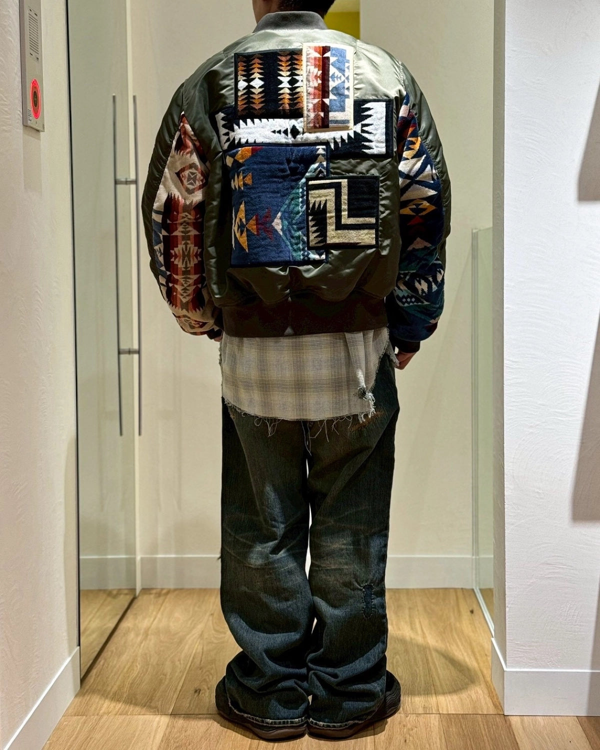 KAMIYA / BORO Bootcut Wide Denim Pants (G15PT053)