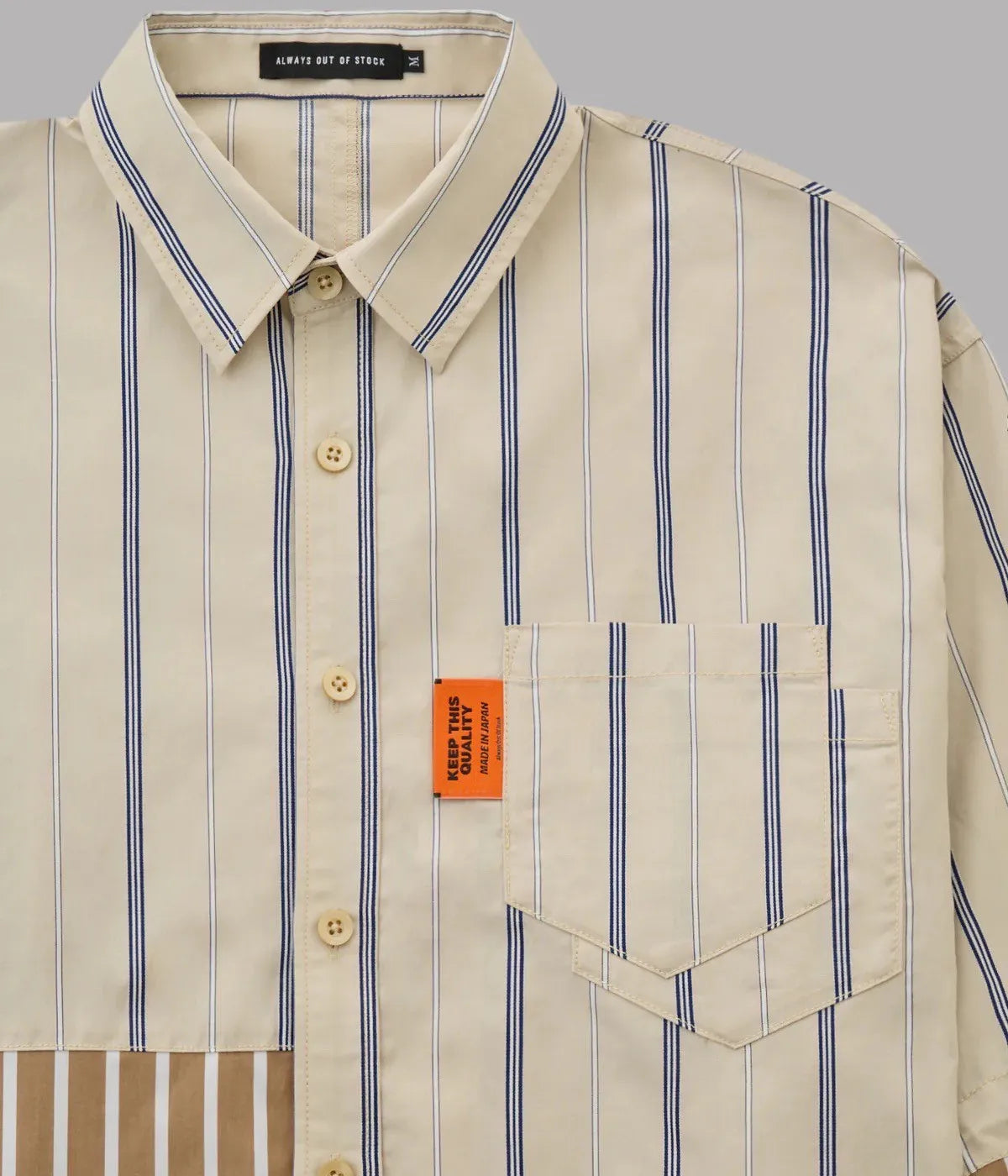 ALWAYS OUT OF STOCK / CRAZY STRIPE L/S SHIRT-SAX (HA-025105216)