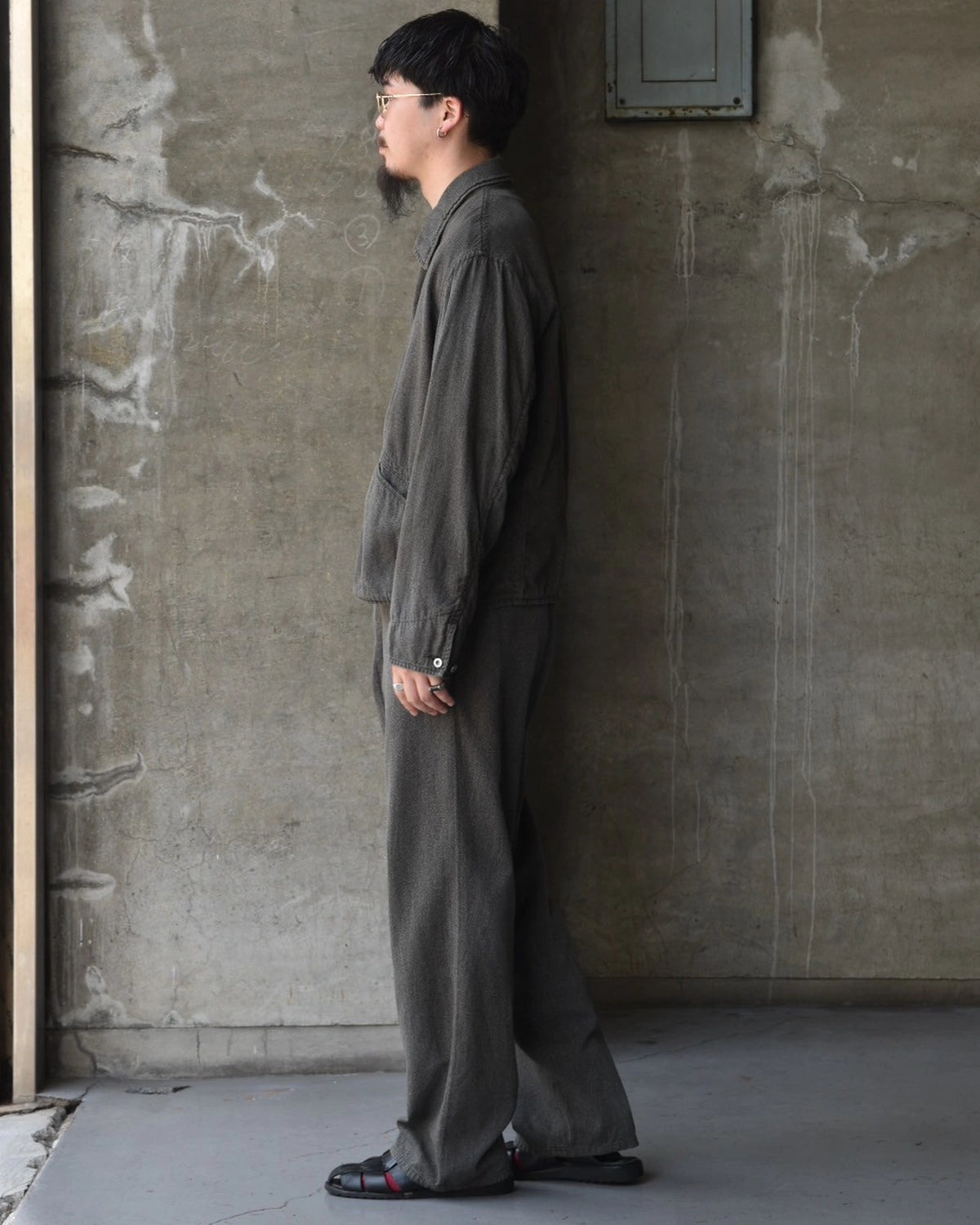A.PRESSE / Vintage Black Chambray Work Pants (25AAP-04-22)