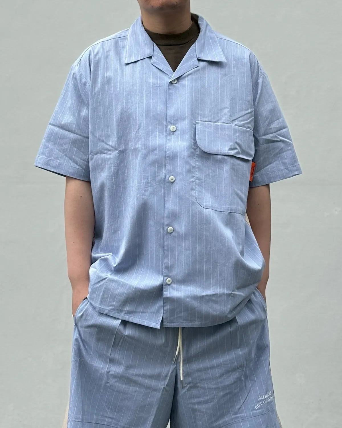 ALWAYS OUT OF STOCK / SIDE STRIPE OPEN COLLAR LINEN SHIRT (HA-026105131)