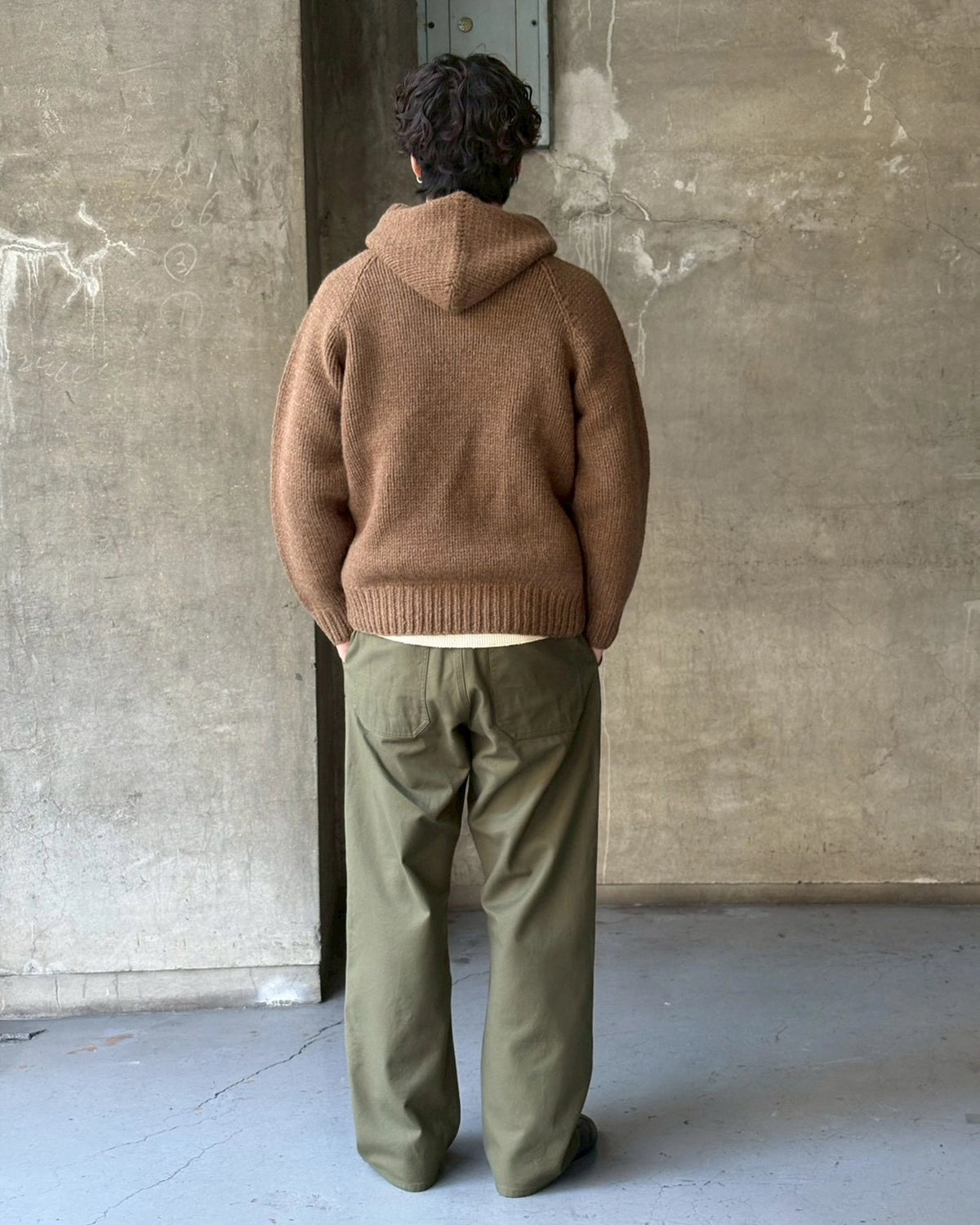 NONNATIVE / WANDERER HAND-KNIT HOODED SWEATER WOOL YARN (NN-K4706)