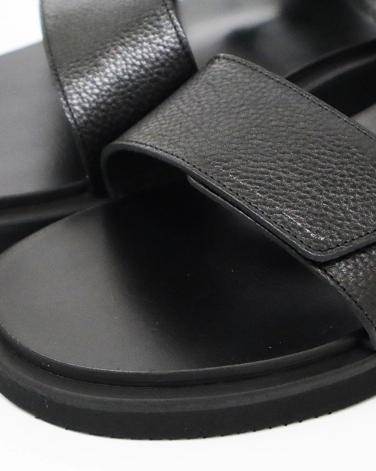 FOOTWORKS / Sandals with Velcro Straps -wide belt- in Grain Leather (F01-0006_M)