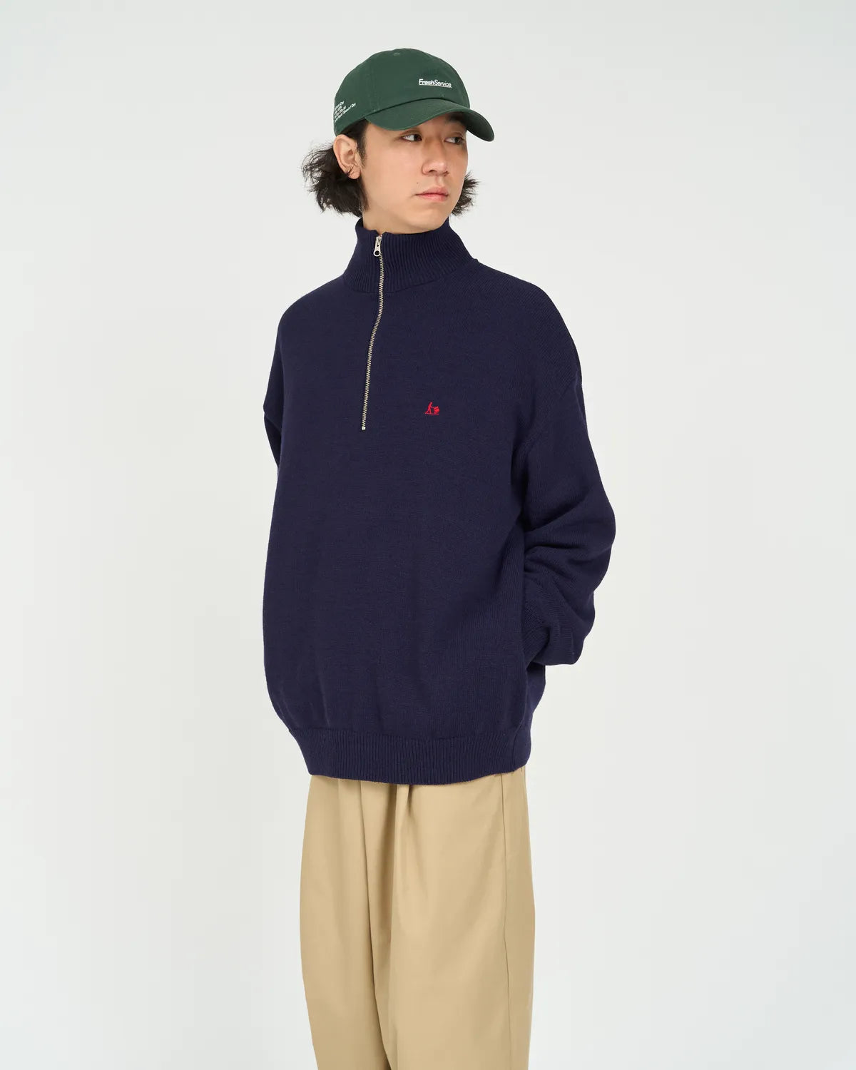FreshService / THERMAL JERSEY HARF ZIP KNIT (FSC263-80009)