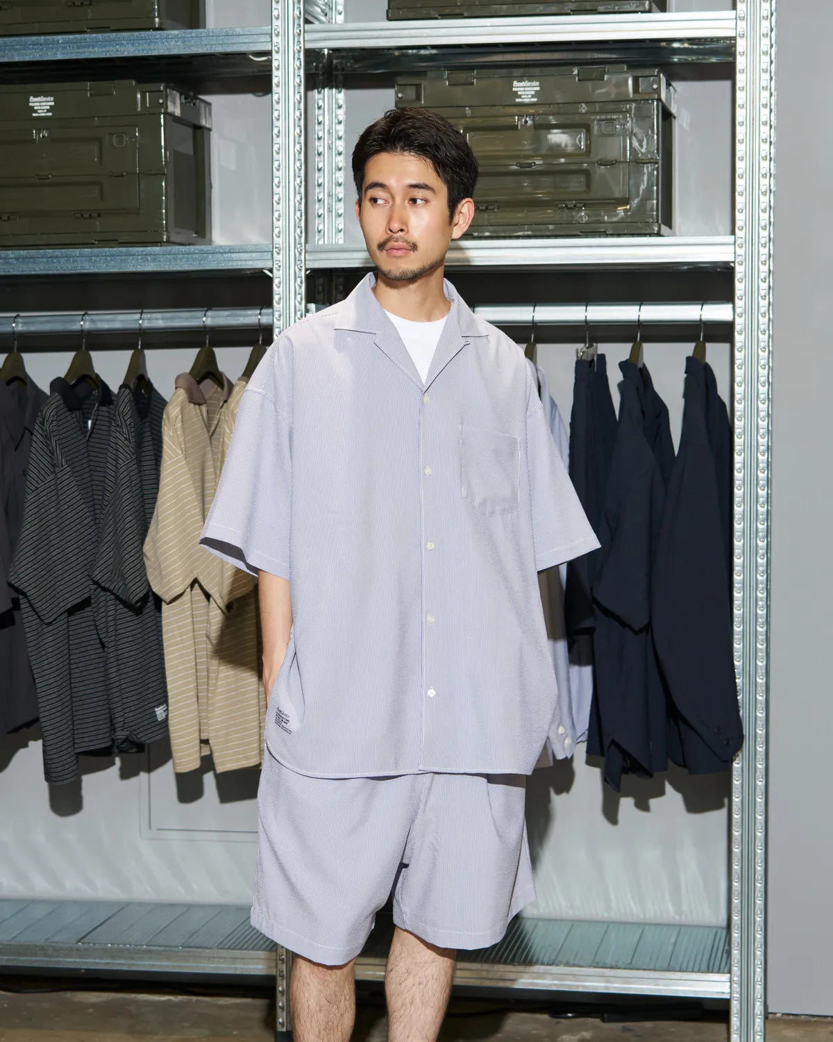 FreshService / SEERSUCKER STRIPE OPEN COLLAR SHIRT (FSC262-50113)