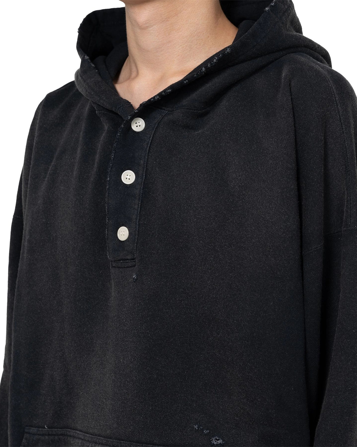 KAMIYA / Distressed Henry Neck Hoodie (G15HD077)