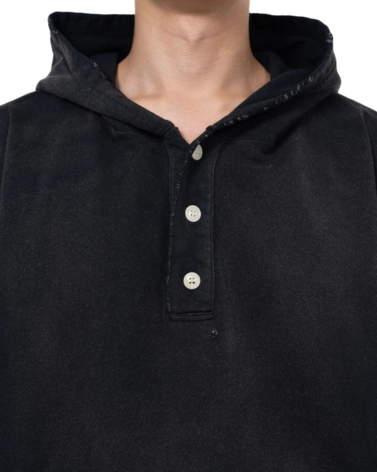 KAMIYA / Distressed Henry Neck Hoodie (G15HD077)