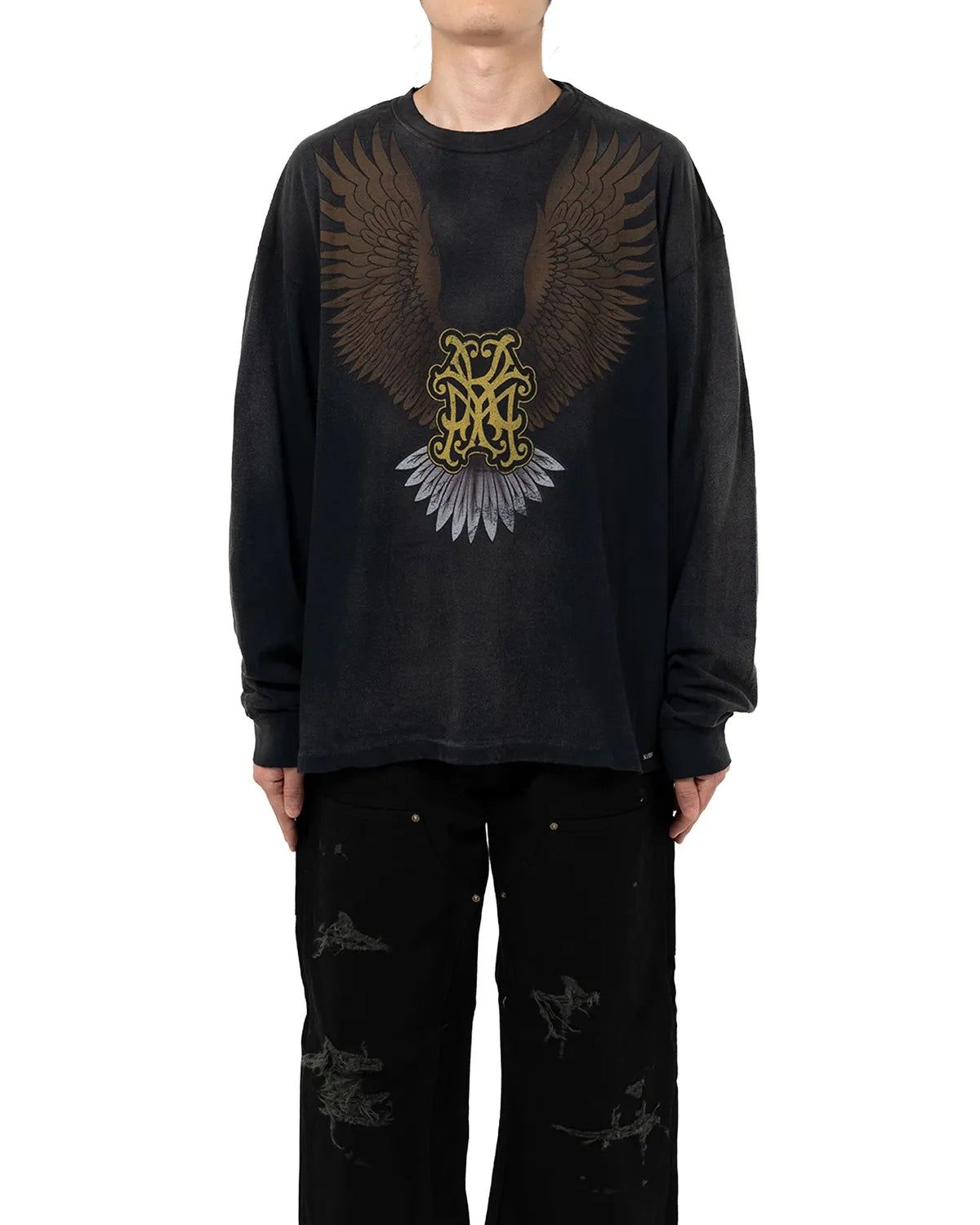 KAMIYA / "KMY Eagle" Distressed L/S T-shirt (G15LT082)