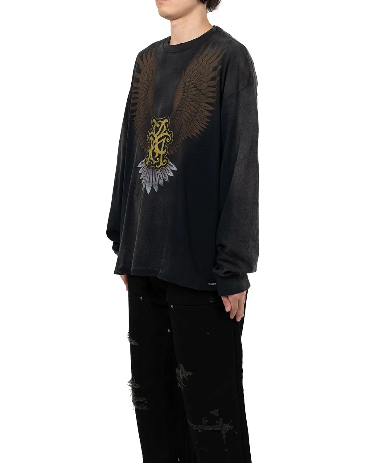 KAMIYA / "KMY Eagle" Distressed L/S T-shirt (G15LT082)