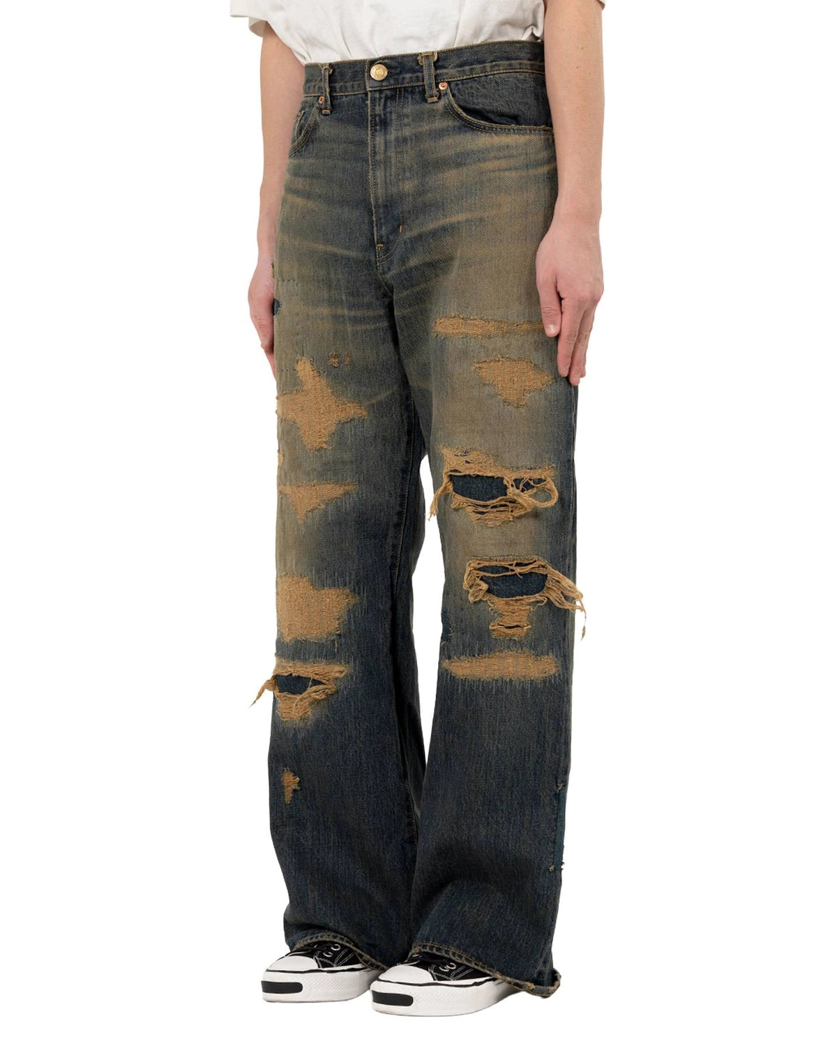 KAMIYA / BORO Bootcut Wide Denim Pants (G15PT053)