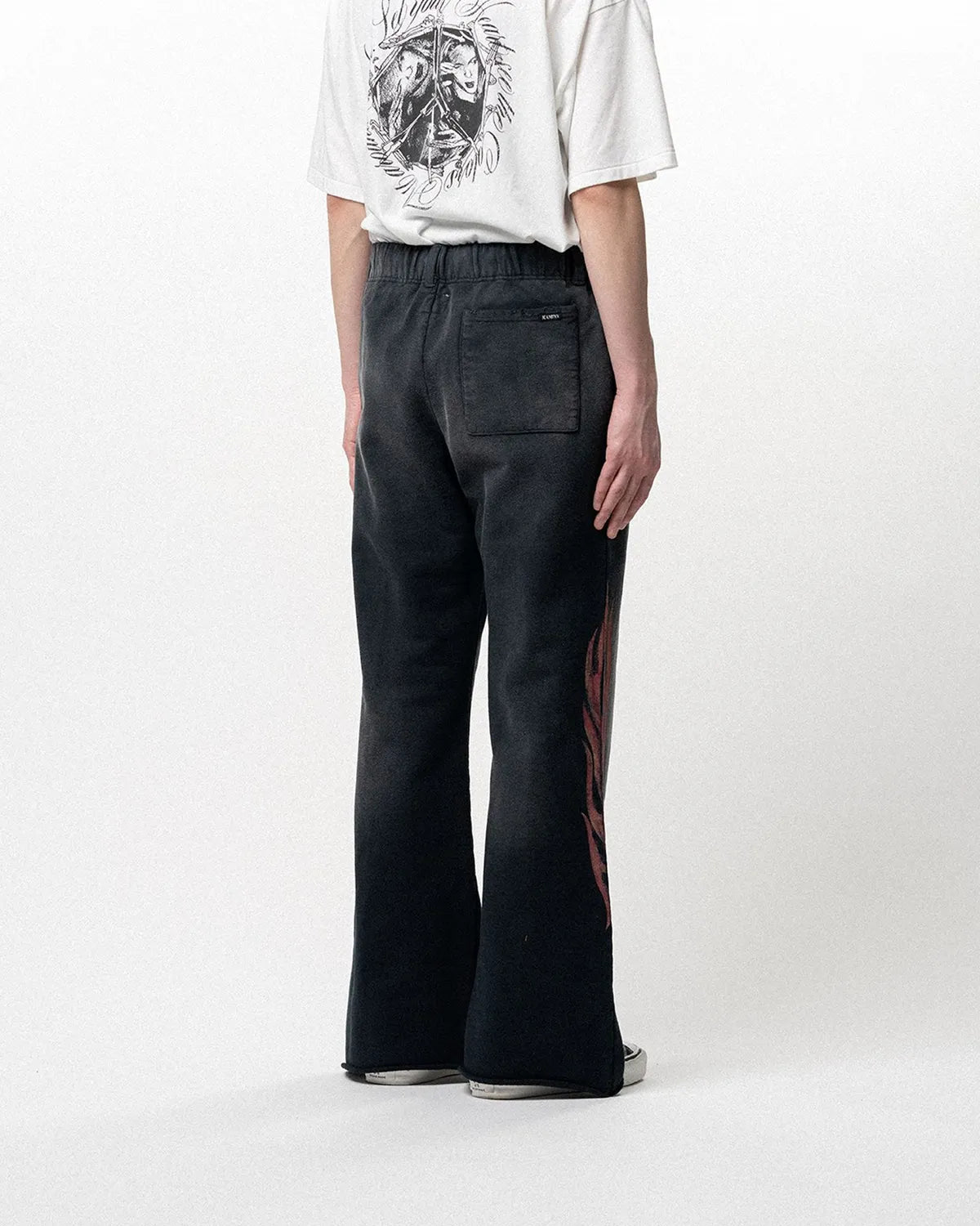KAMIYA / "CRAYON FLAME" Distressed Bootcut Sweat Pants (G16PT069)