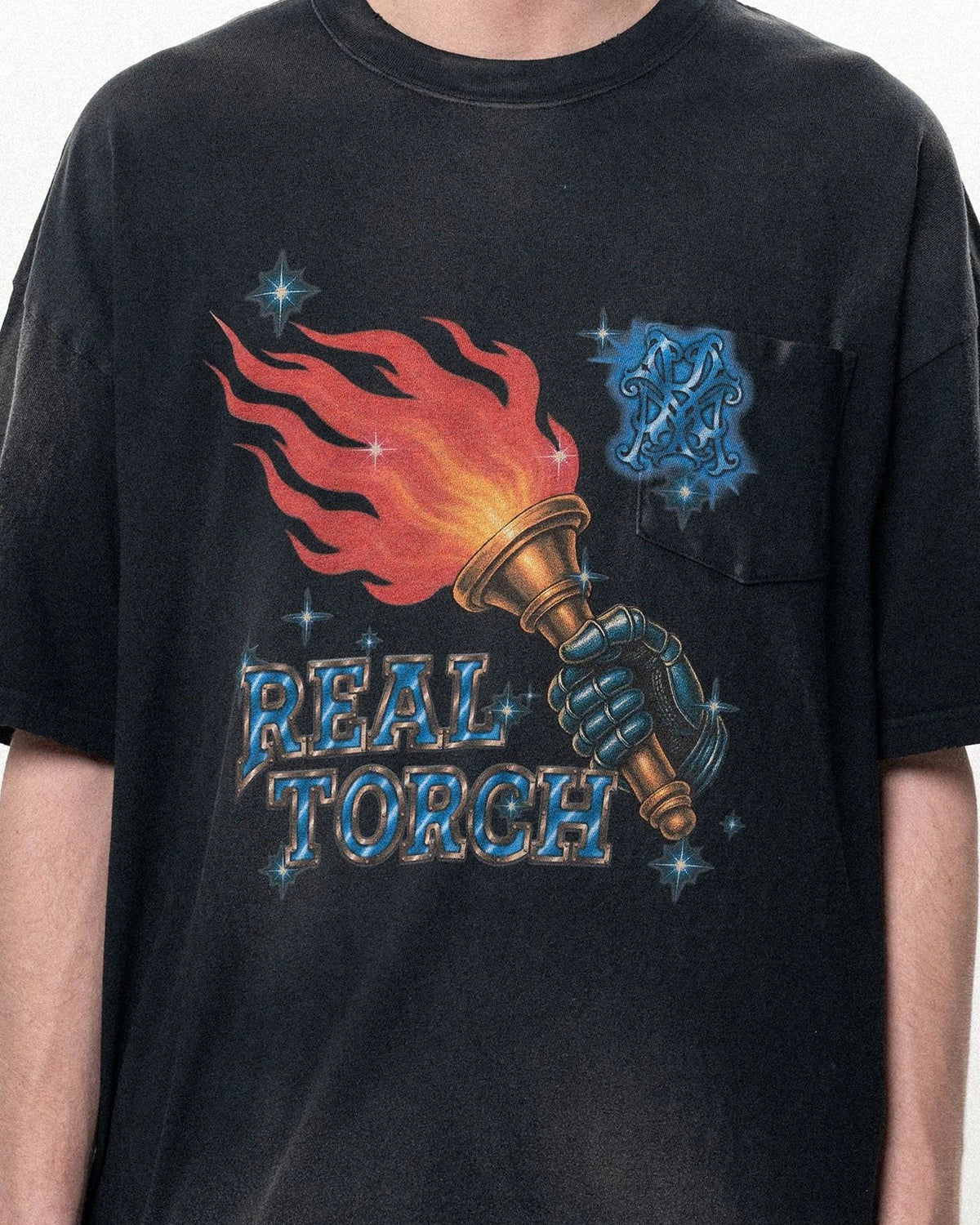 KAMIYA / "REAL TORCH" Distressed Pocket Tee (G16TS090)