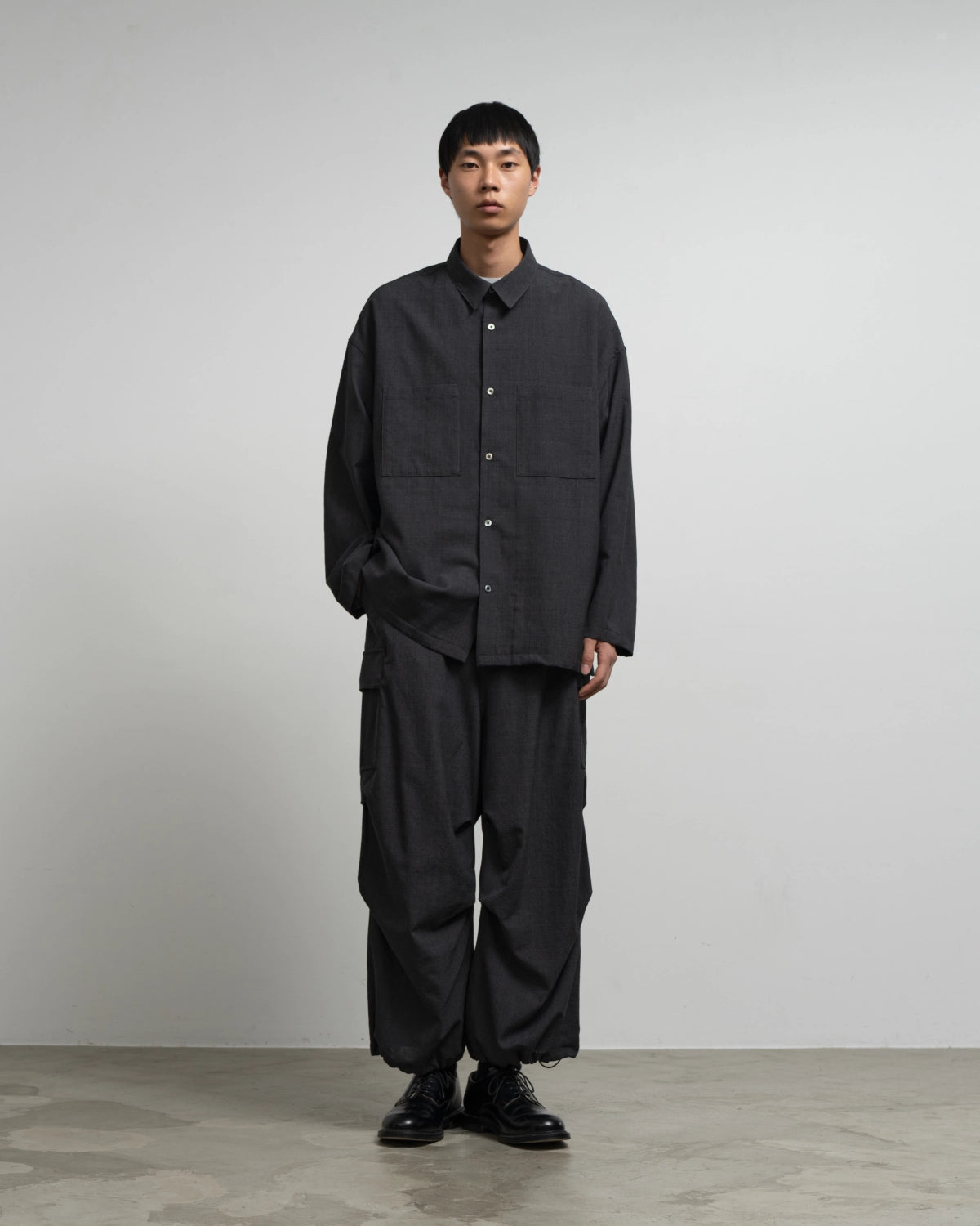 Graphpaper Re: (※Graphpaper NAGOYA EXCLUSIVE) / Grain Wool L/S Oversized Box Shirt (GM262-50700N)
