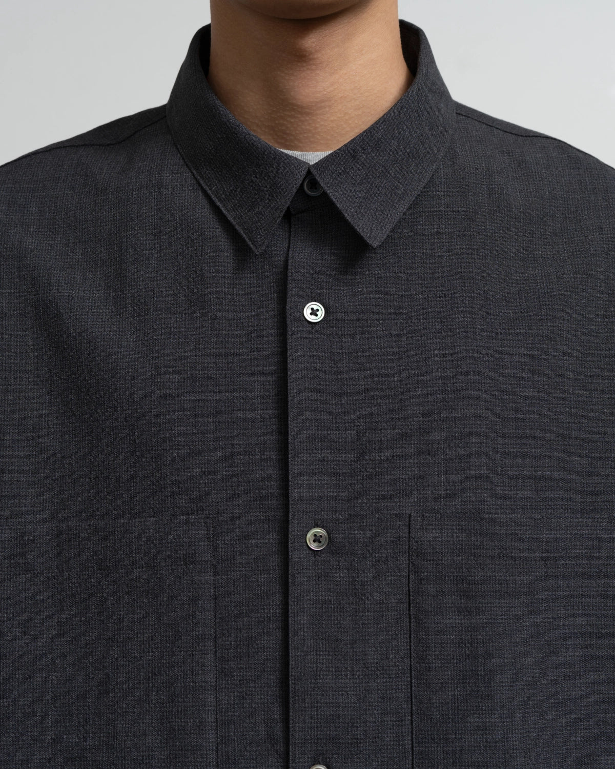 Graphpaper Re: (※Graphpaper NAGOYA EXCLUSIVE) / Grain Wool L/S Oversized Box Shirt (GM262-50700N)