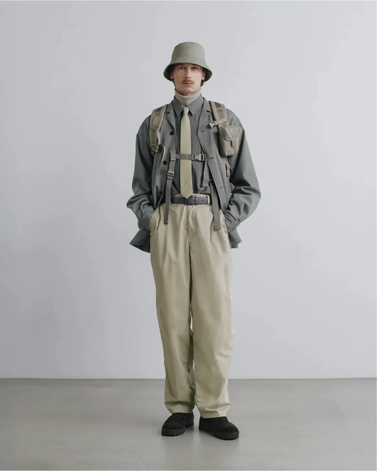 Graphpaper / Techno Wool Twill Open Collar Jacket (GM263-30394)