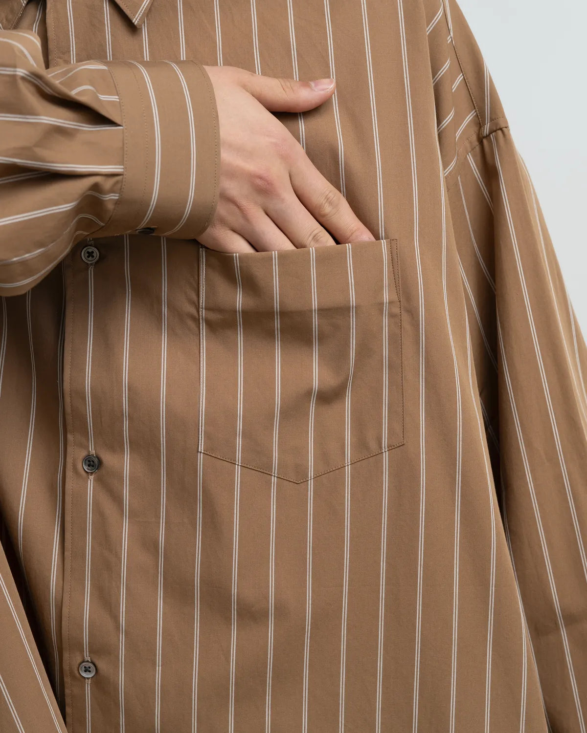 Graphpaper / SIDOGRAS Brown Stripe L/S Oversized Regular Collar Shirt (GM263-50345)