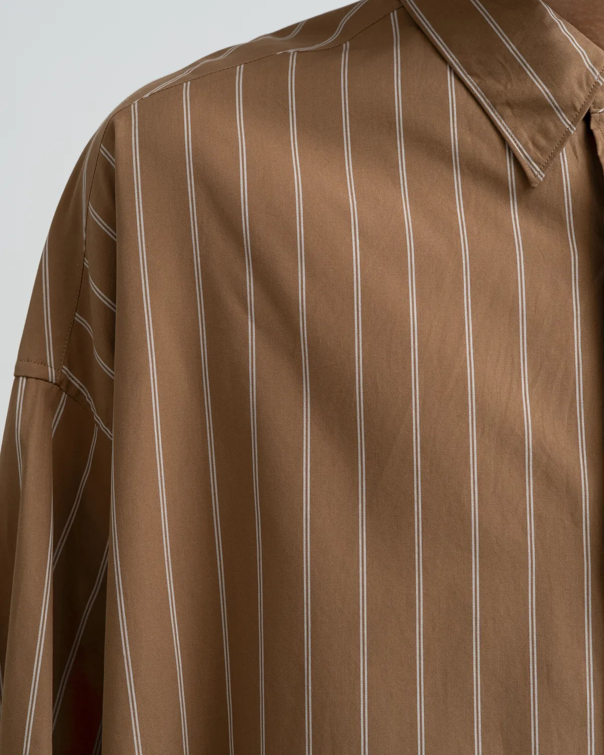 Graphpaper / SIDOGRAS Brown Stripe L/S Oversized Regular Collar Shirt (GM263-50345)
