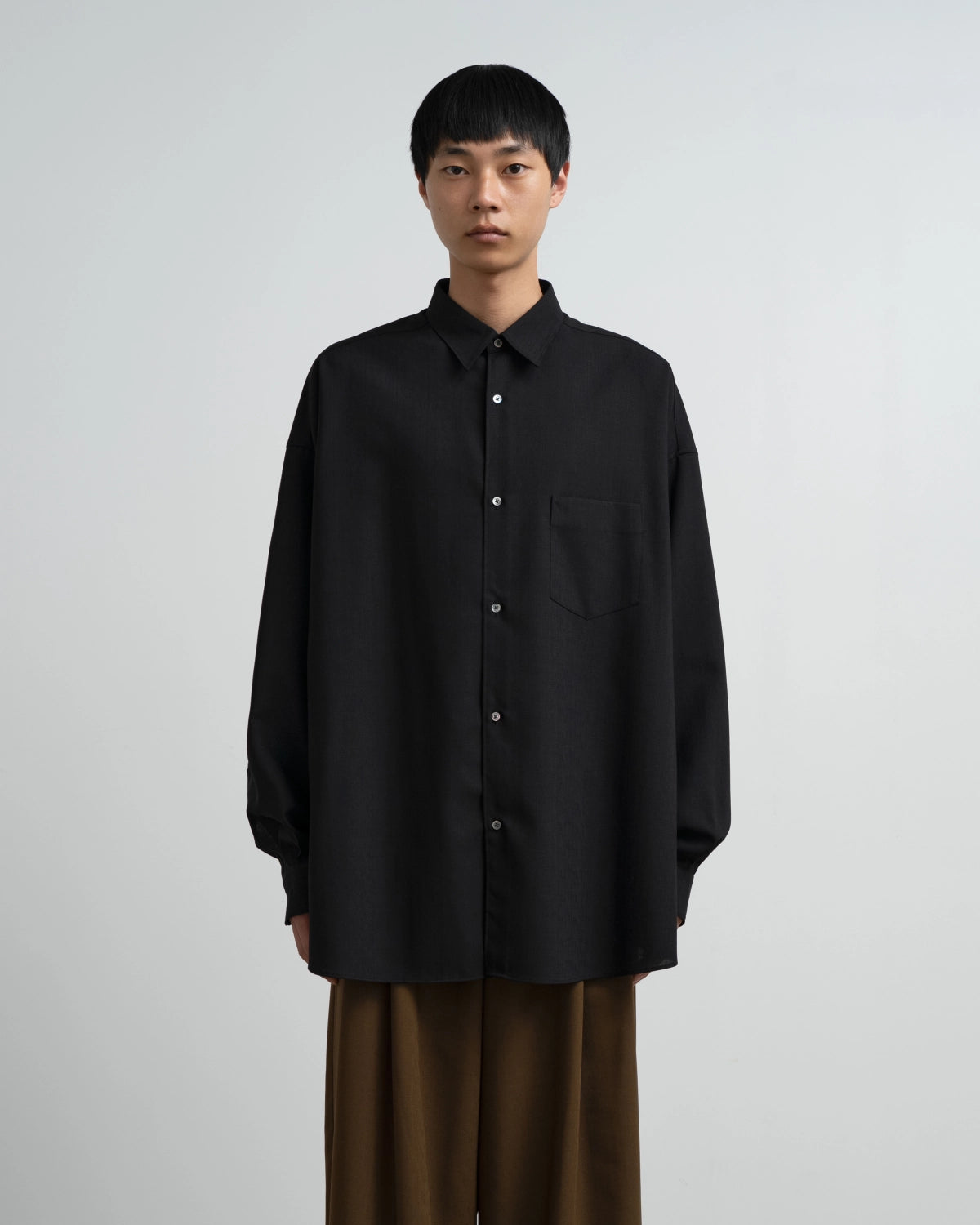 Graphpaper / Wool Hopsack L/S Oversized Regular Collar Shirt (GM263-50472)