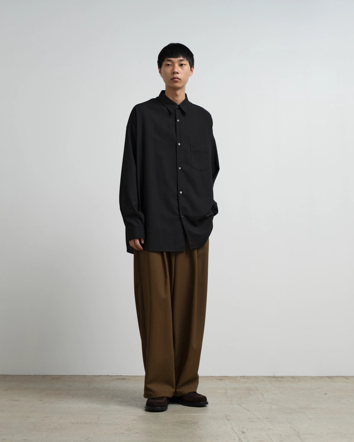 Graphpaper / Wool Hopsack L/S Oversized Regular Collar Shirt (GM263-50472)
