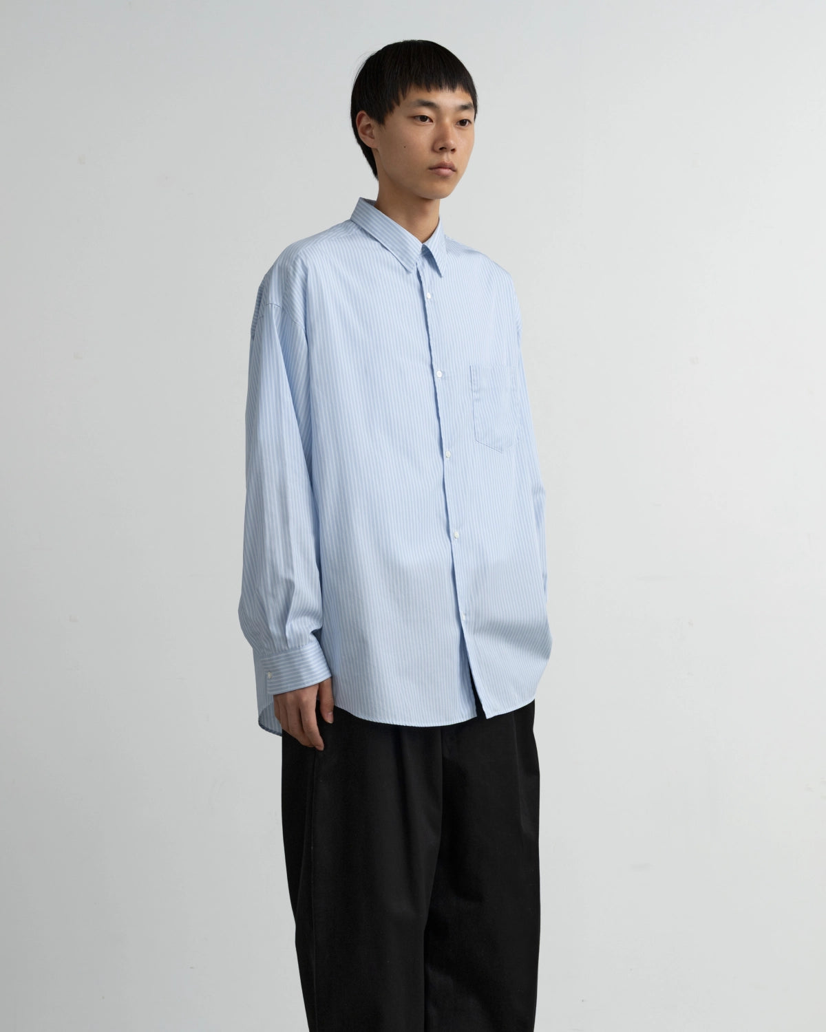 Graphpaper / Broad Stripe L/S Oversized Regular Collar Shirt (GM264-50025STB)