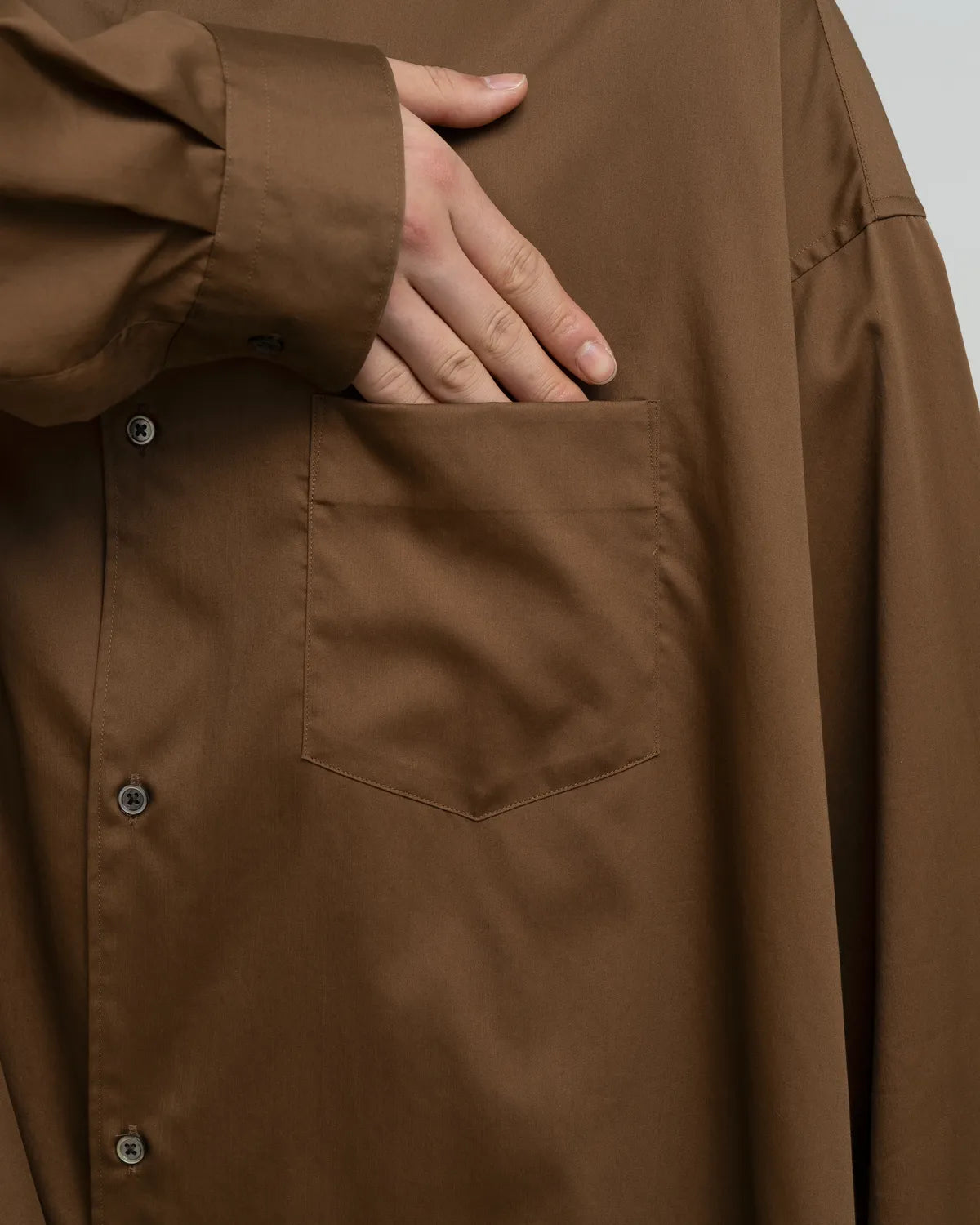 Graphpaper / Silicon Poplin Oversized Band Collar Shirt (GM263-50197)