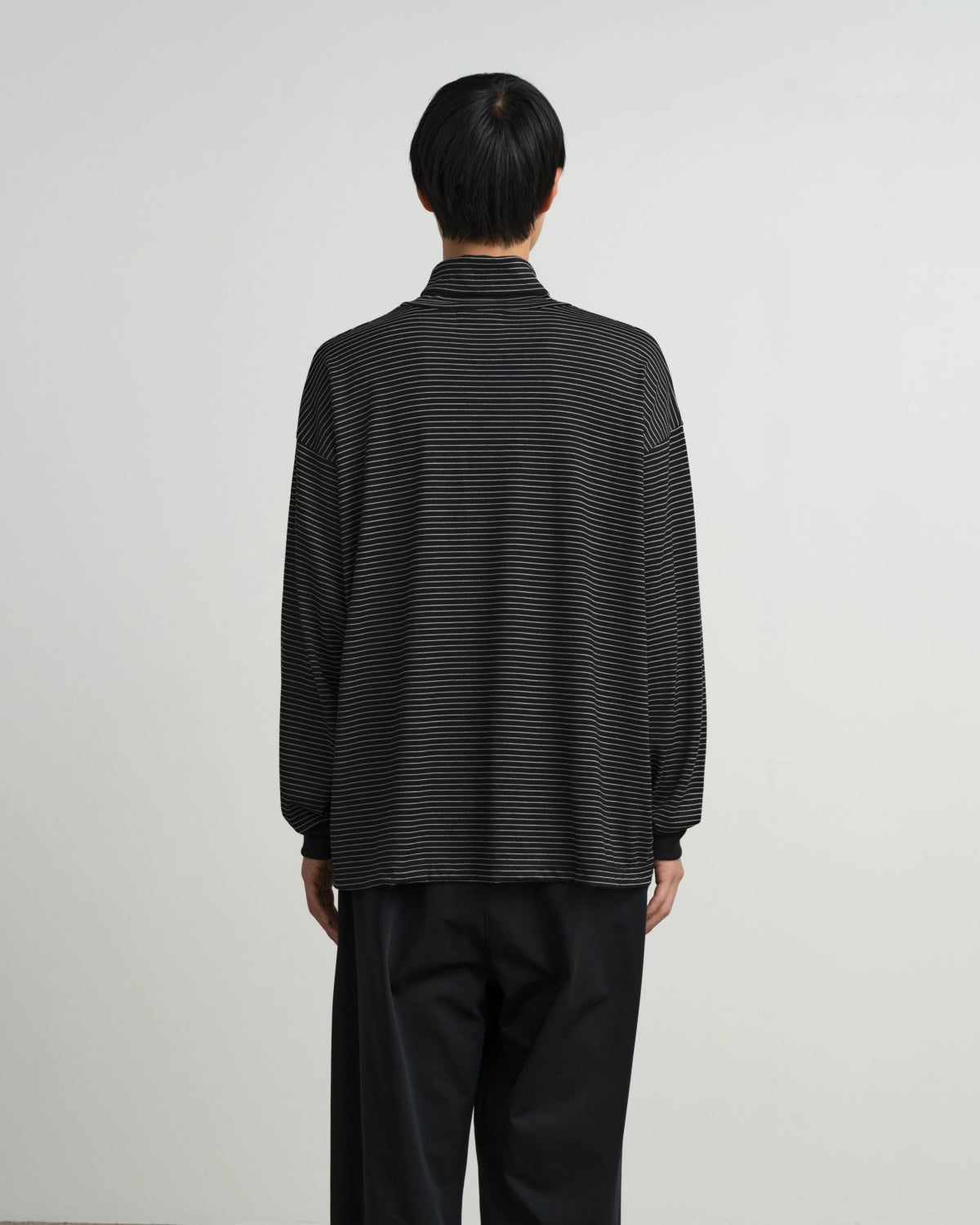 Graphpaper / Fine Wool Border L/S Turtle Neck Tee (GU263-70159B)