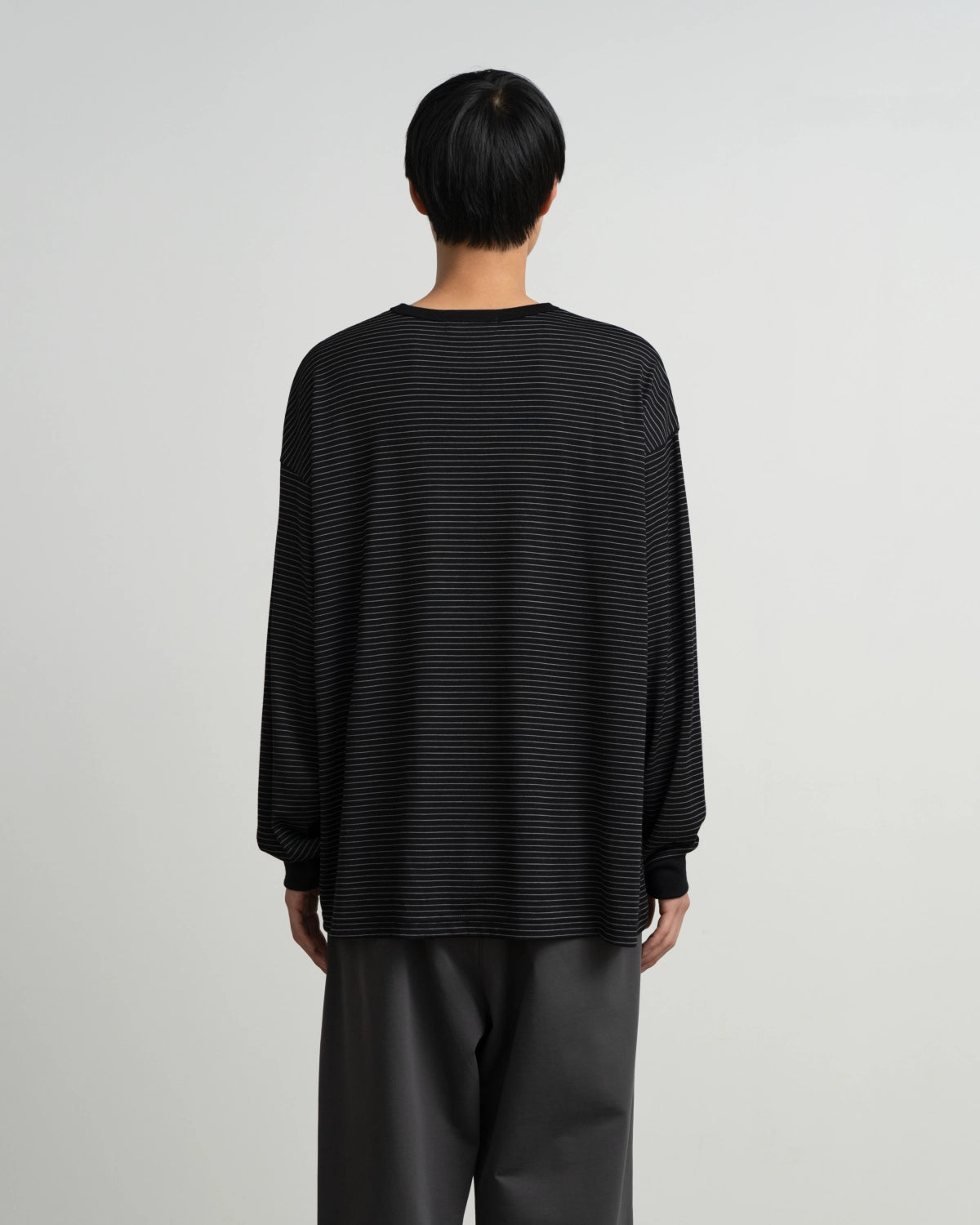 Graphpaper / Fine Wool Border L/S Crew Neck Tee (GU263-70158B)
