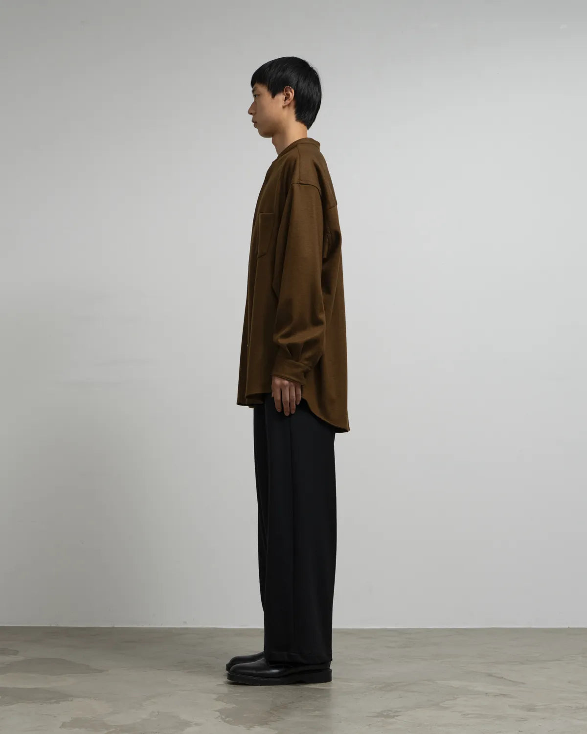 Graphpaper / Wool Smooth Flannel Oversized Band Collar Shirt (GU263-50522B)