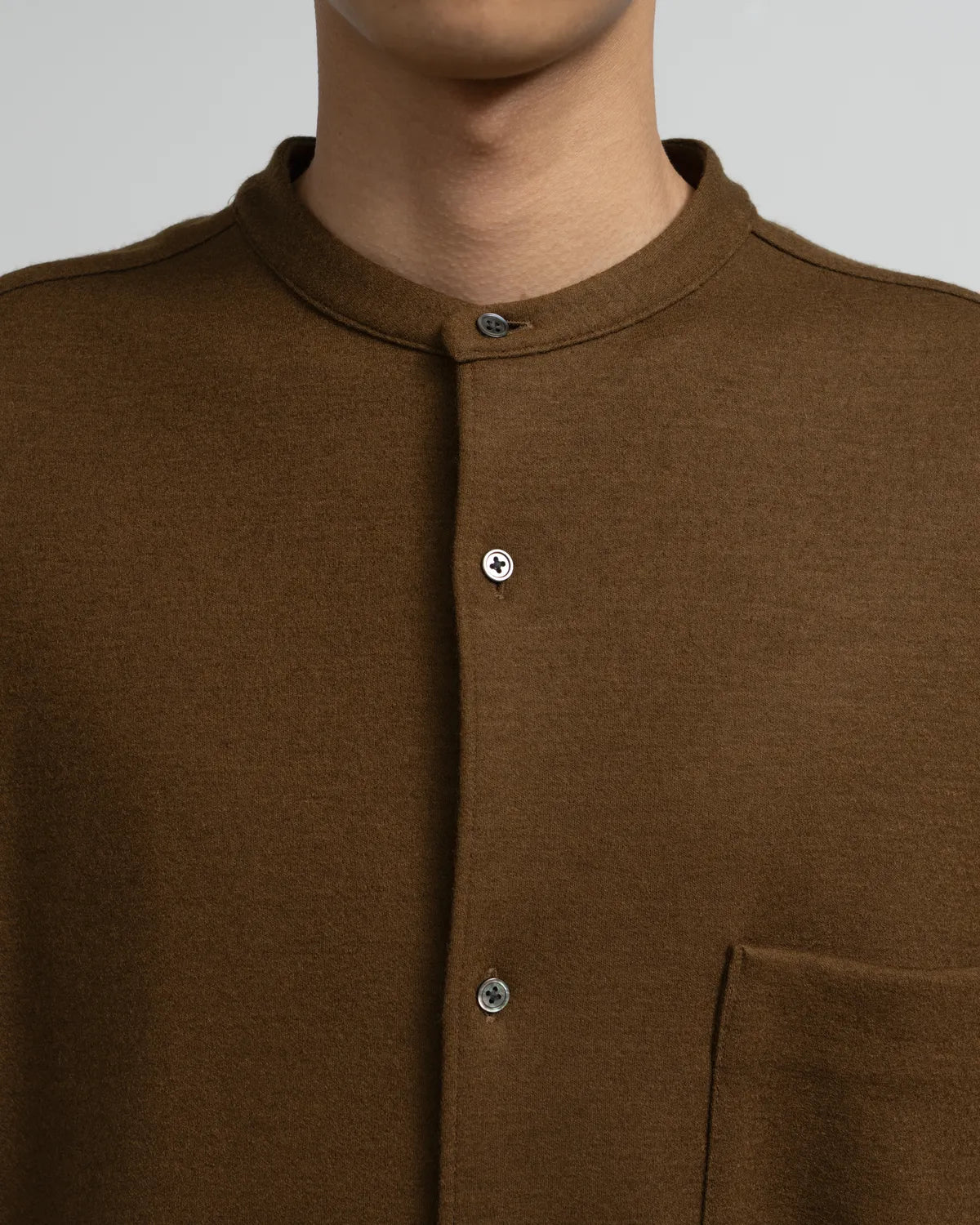 Graphpaper / Wool Smooth Flannel Oversized Band Collar Shirt (GU263-50522B)