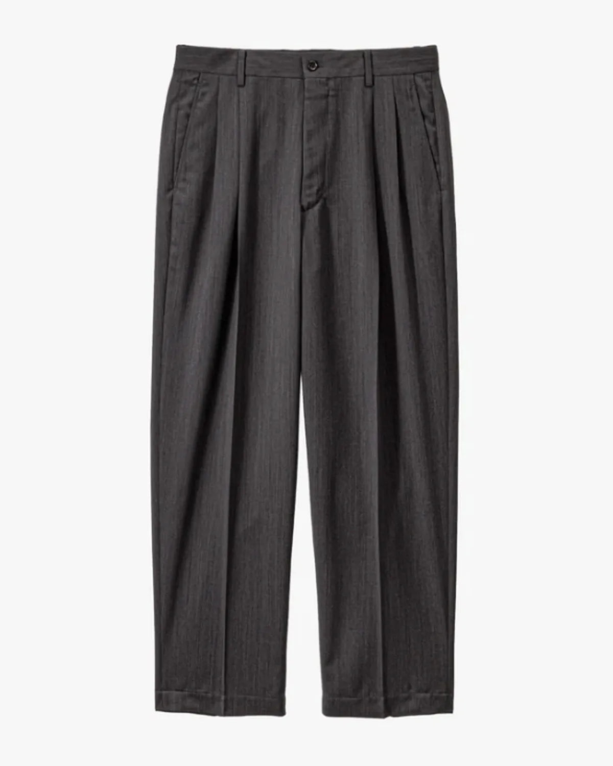 Graphpaper の Melange Herringbone Pleated Wide Trousers (GM261-40332)