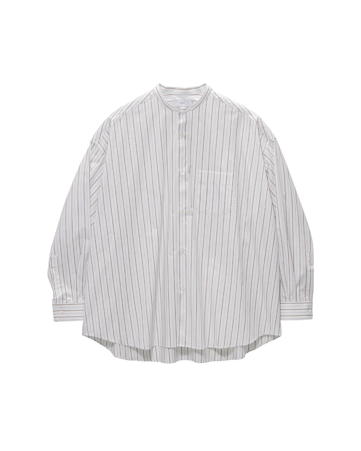 Graphpaper の SIDOGRAS Brown Stripe L/S Oversized Band Collar Shirt (GM263-50346)