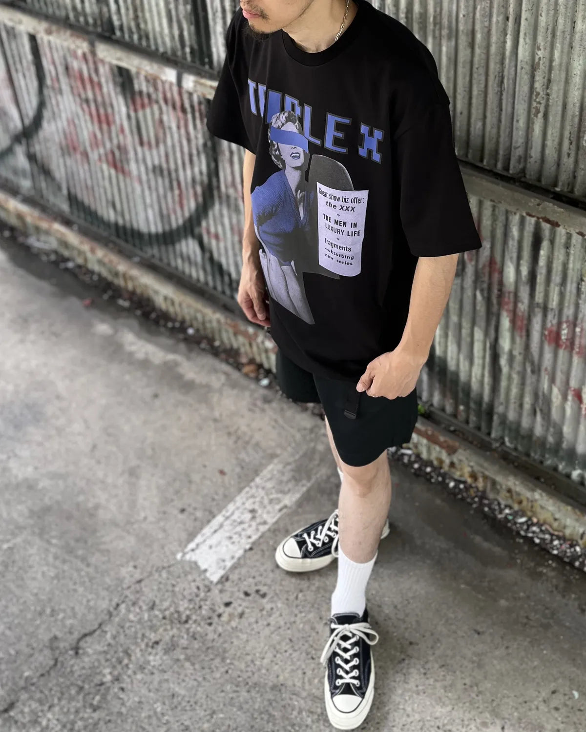 GOD SELECTION XXX / "TRIPLEX" Block Letter Logo Photo Tee (GX-S26-ST-10)