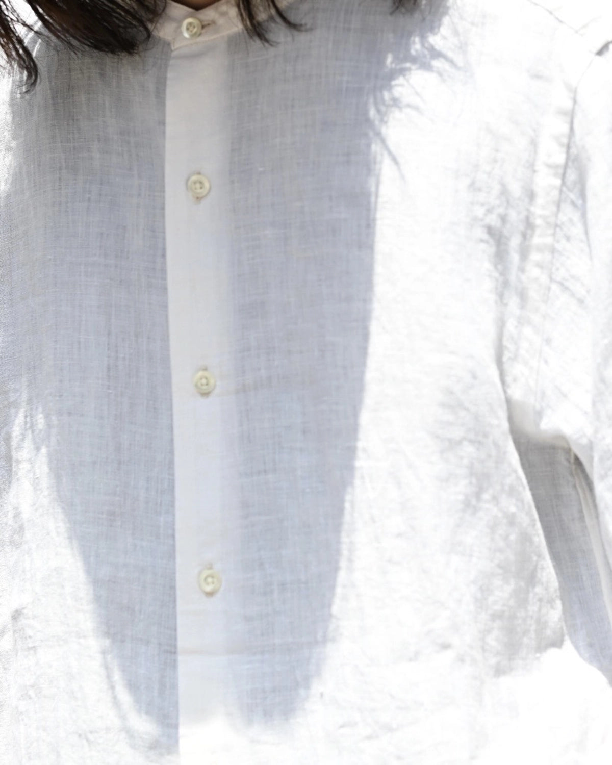 blurhms / Linen Band-collar Shirt (BHS25F021)
