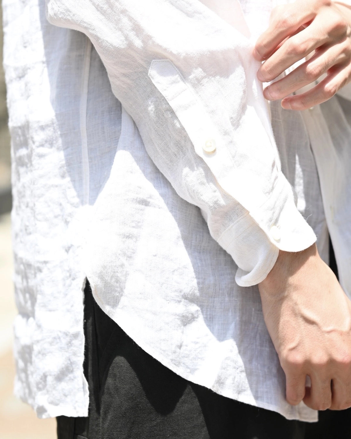 blurhms / Linen Band-collar Shirt (BHS25F021)
