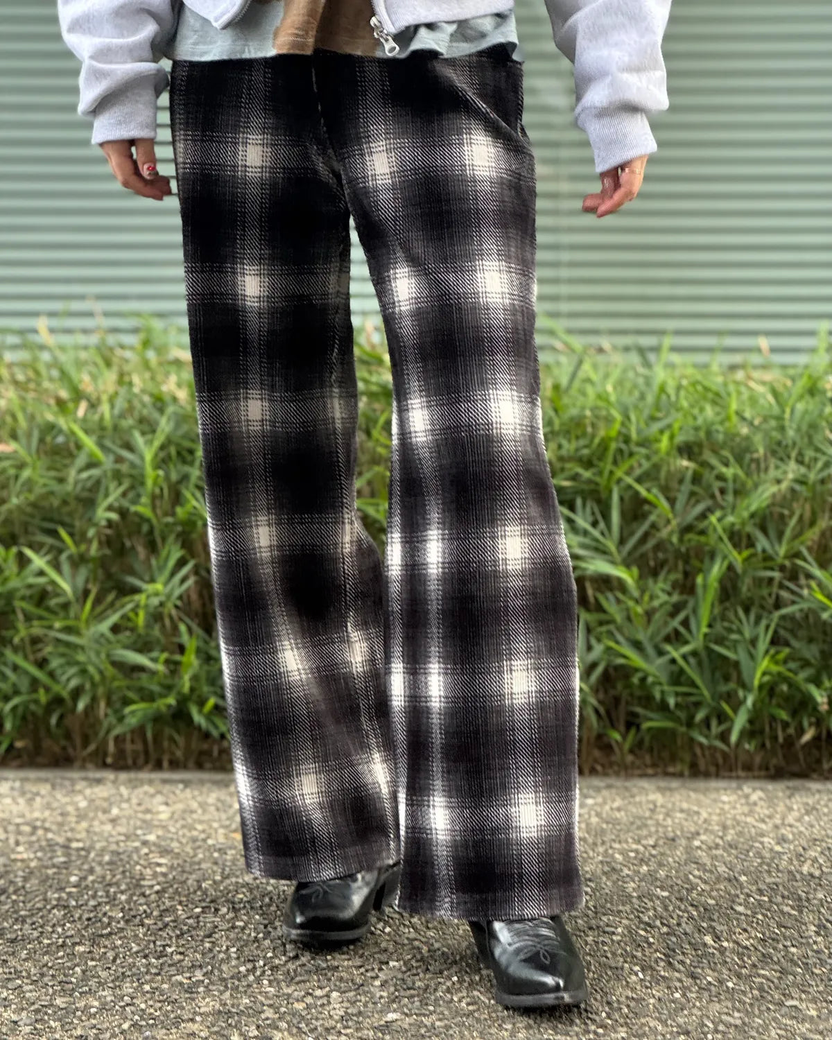 PHEENY / Ombre Check Stretch Corduroy Wide Pants (PA26-CS16)