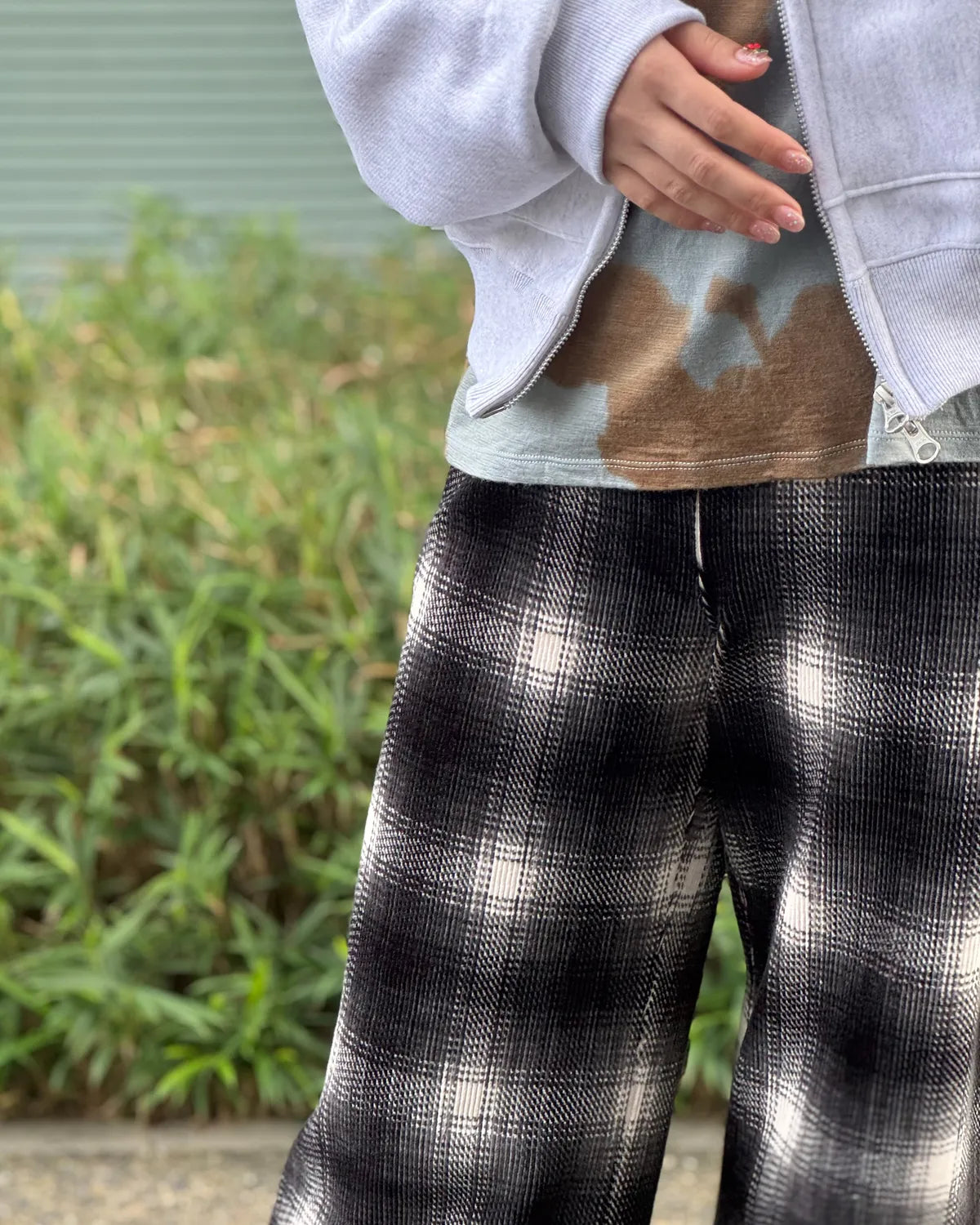 PHEENY / Ombre Check Stretch Corduroy Wide Pants (PA26-CS16)