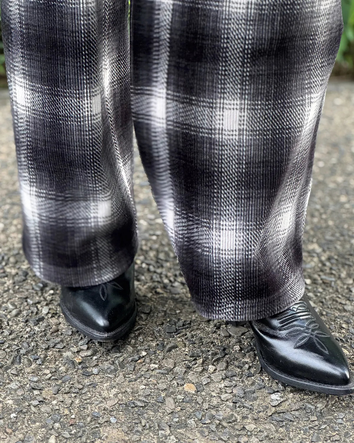 PHEENY / Ombre Check Stretch Corduroy Wide Pants (PA26-CS16)