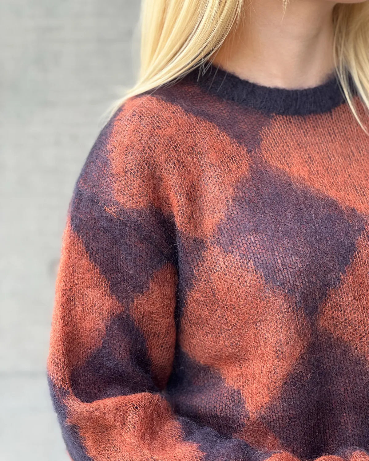 PHEENY / Kid Mohair Diamond Check Crop Top (PA26-KT02)