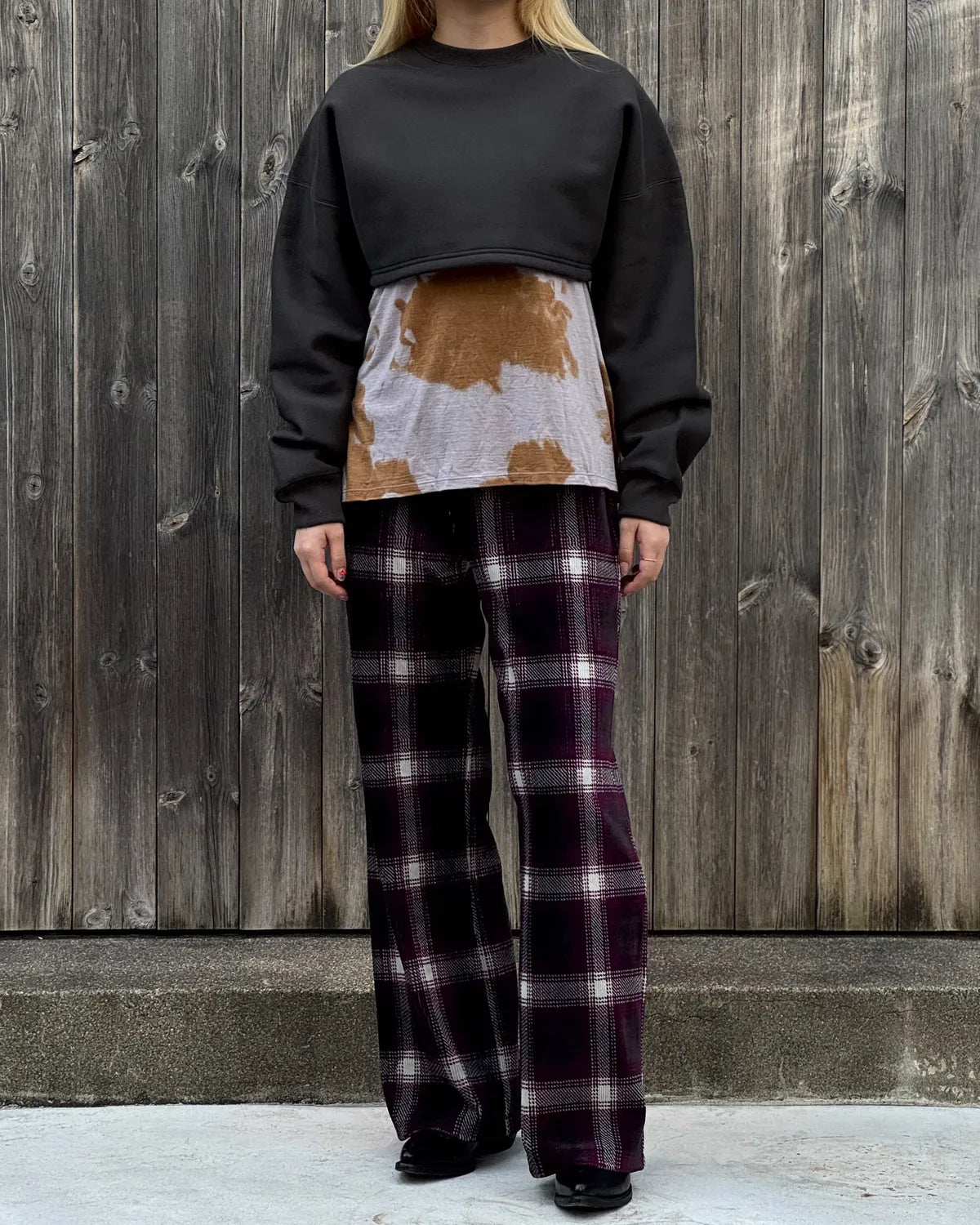 PHEENY / Ombre Check Stretch Corduroy Wide Pants (PA26-CS16)